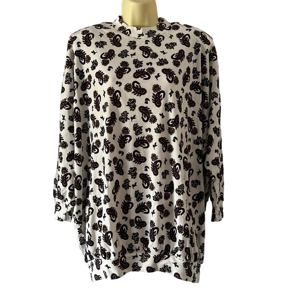 TYI Vintage Paisley Print Knit Tunic Top Woman's Size 1X Shoulder Pads